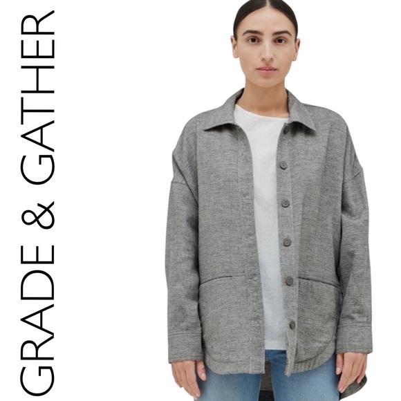 grade & gather Jackets & Blazers - 192:  GRADE & GATHER NWT JACKET/SHACKET WASHED BLACK